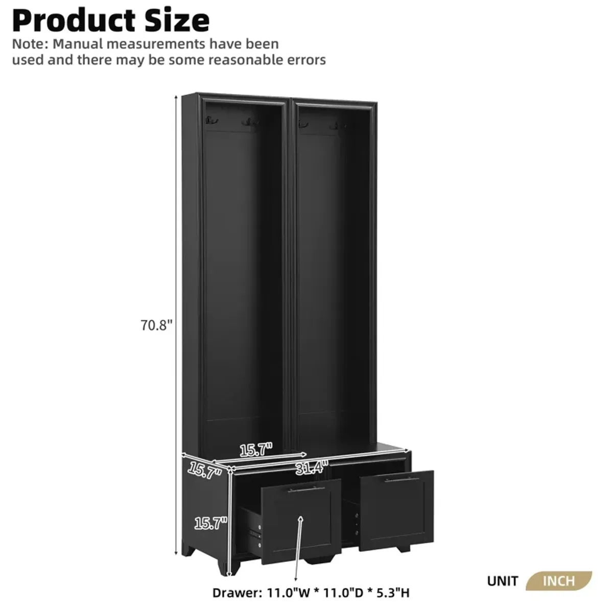 Merax Free Standing Hall Tree Seating Bench with Storage Drawers