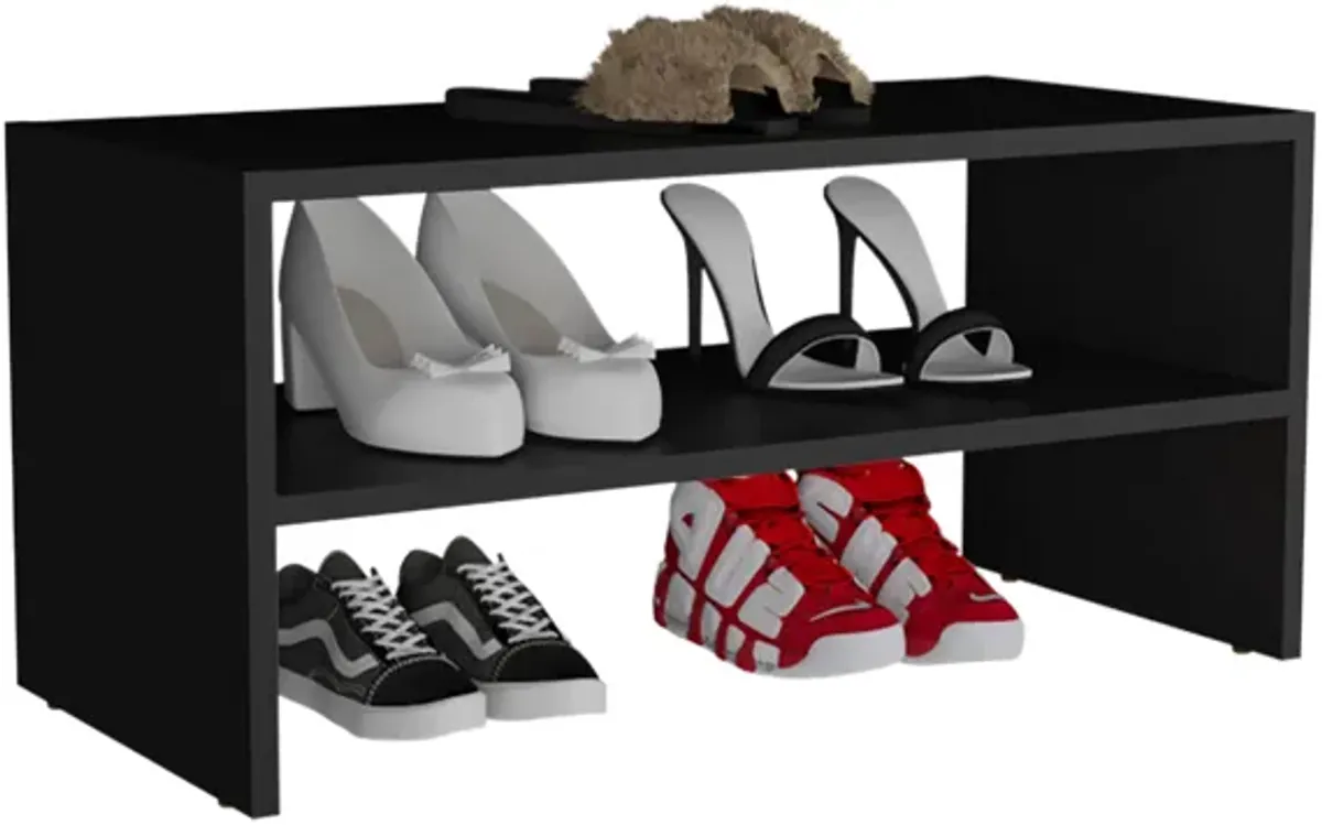 Ferry Shoe Rack 13.7" H, with 2 Shelves, White