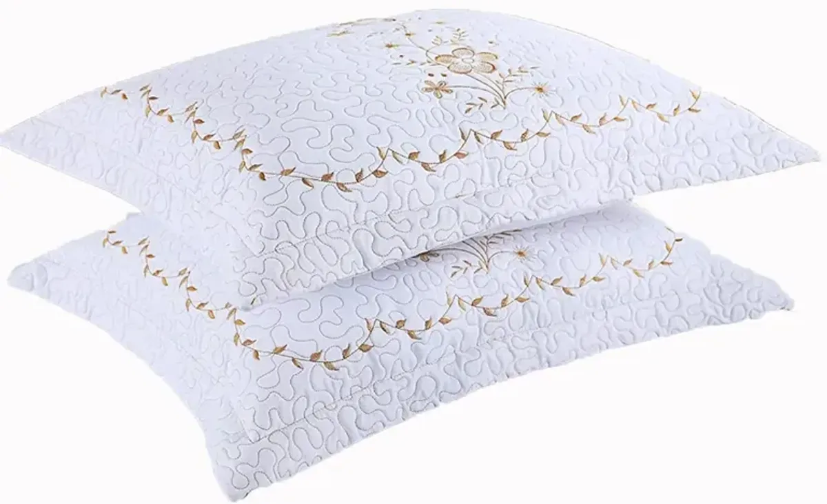 Marcielo 2 Pcs Embroidered Floral Pillow Shams