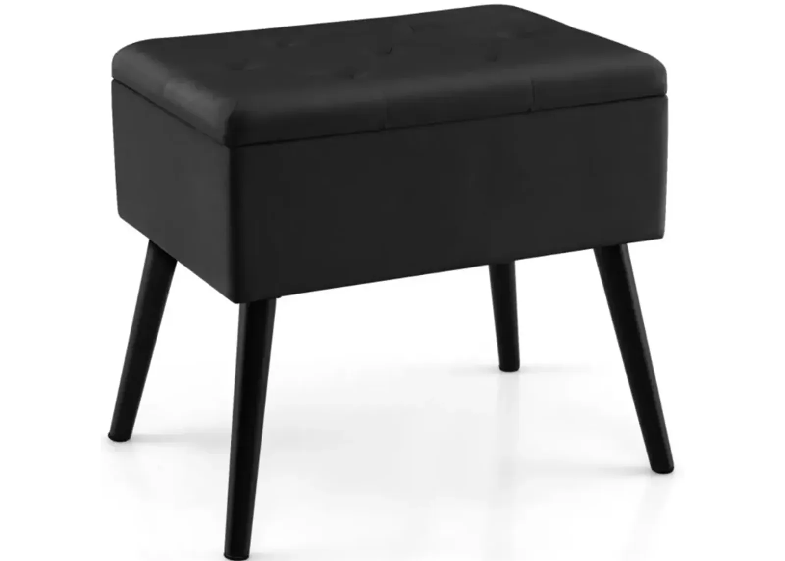 Hivvago Velvet Storage Ottoman with Solid Wood Legs for Living Room Bedroom