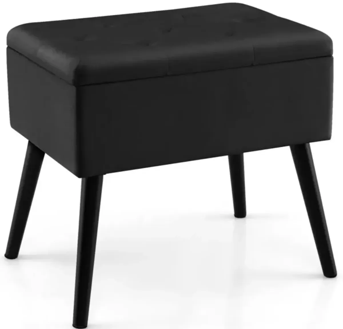 Hivvago Velvet Storage Ottoman with Solid Wood Legs for Living Room Bedroom