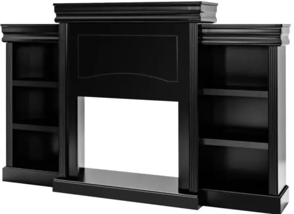 Hivvago 70 Inch Modern Fireplace Media Entertainment Center with Bookcase