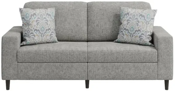 HL Home Furnishings Small Space Sofa in Textured Sliver Pearl Chenille Fabric