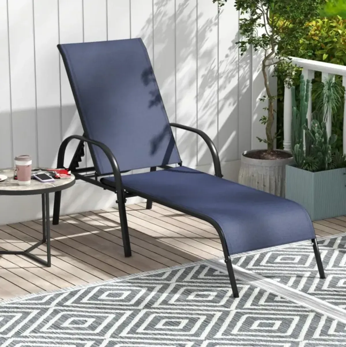 Hivvago Adjustable Patio Chaise Folding Lounge Chair with Backrest