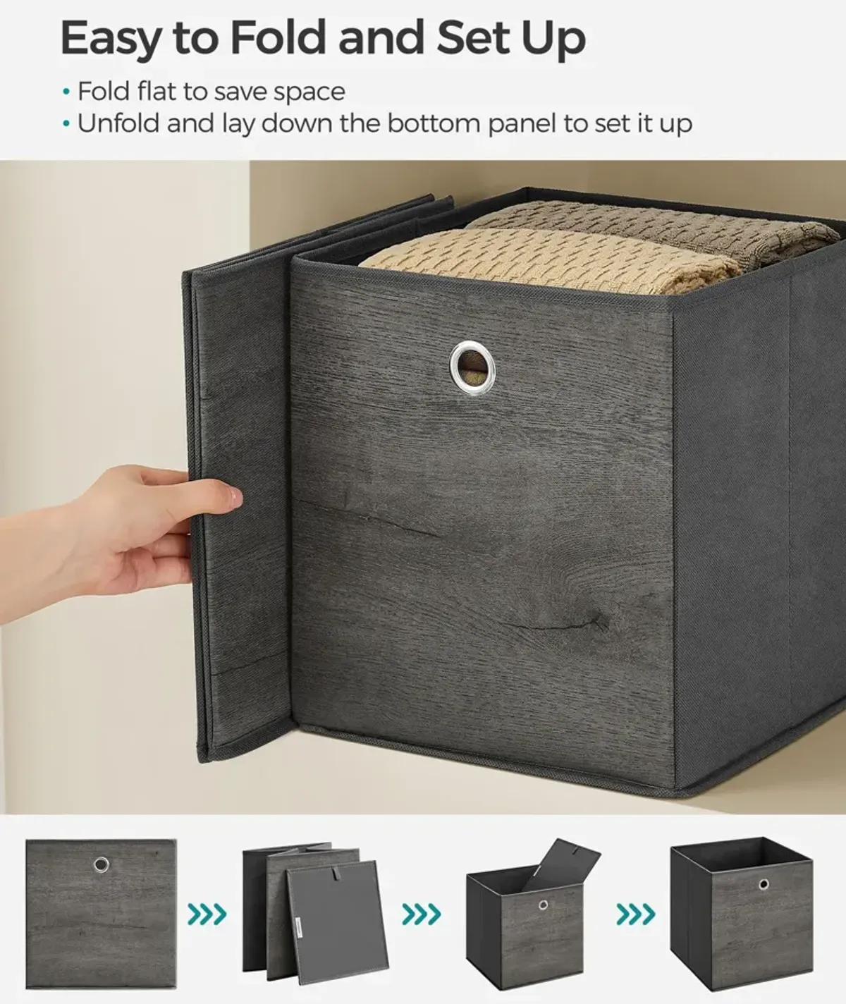 Foldable Storage Organizer Boxes – Set of 6 Storage Cubes for Clothes