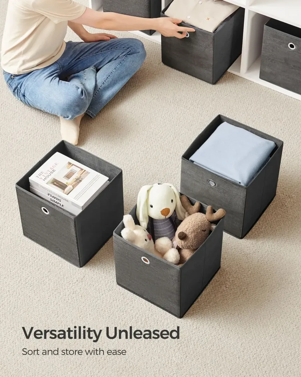 Foldable Storage Organizer Boxes – Set of 6 Storage Cubes for Clothes