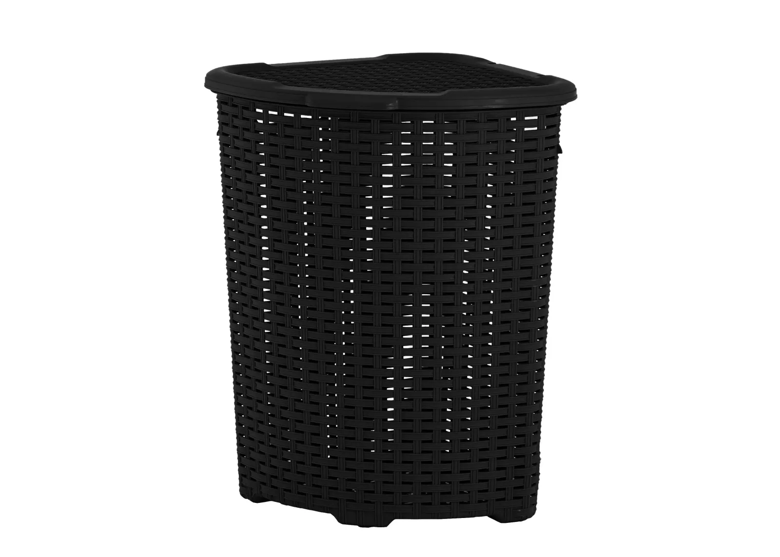 52 L Wicker Corner Hamper, Black