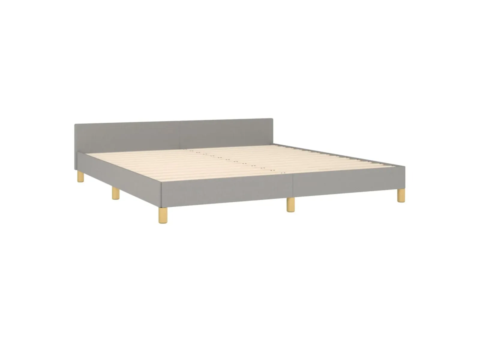 vidaXL Modern Fabric Double Bed Frame with a California King Mattress Support, Light Gray; Strong Legs, Durable Fabric, and Plywood slates; Easy Manual Assembly