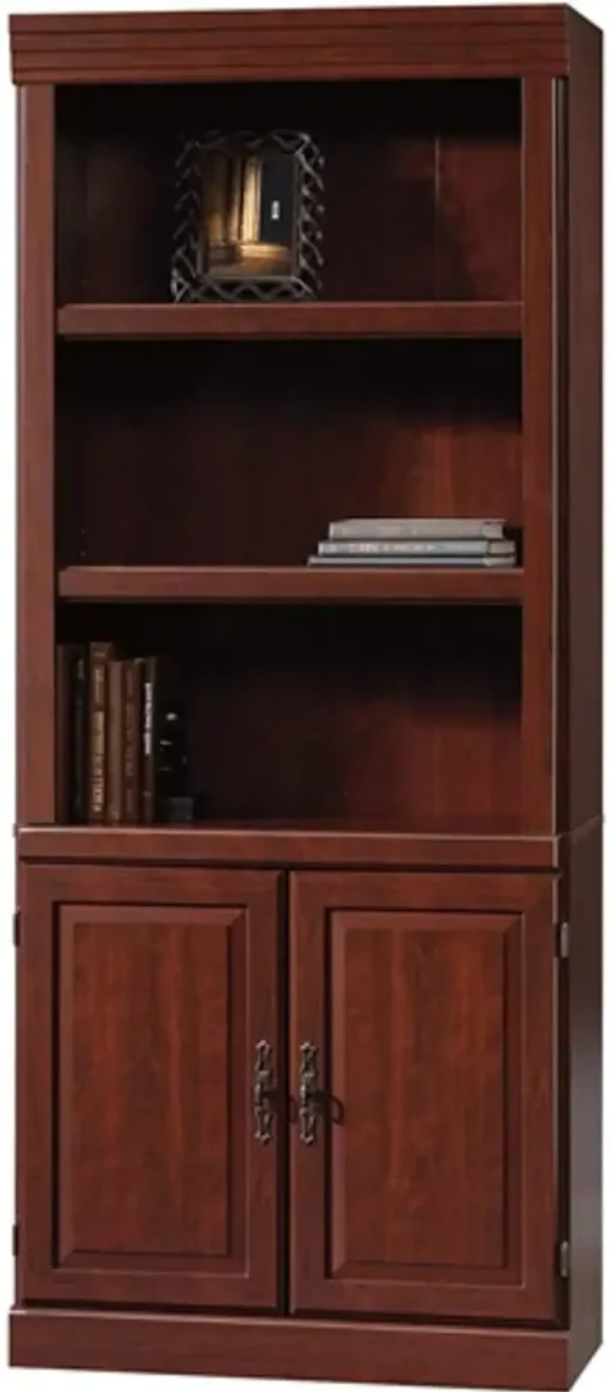 Hivvago 71 inch High 3 Shelf Wooden Bookcase with Storage Drawer in Cherry Finish