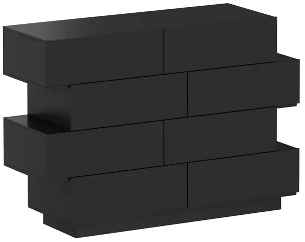 FUFU&GAGA Modern 8-Drawer Dresser with High Gloss Finish, (50.6" W x 16.2" D x 39.2" H),Black