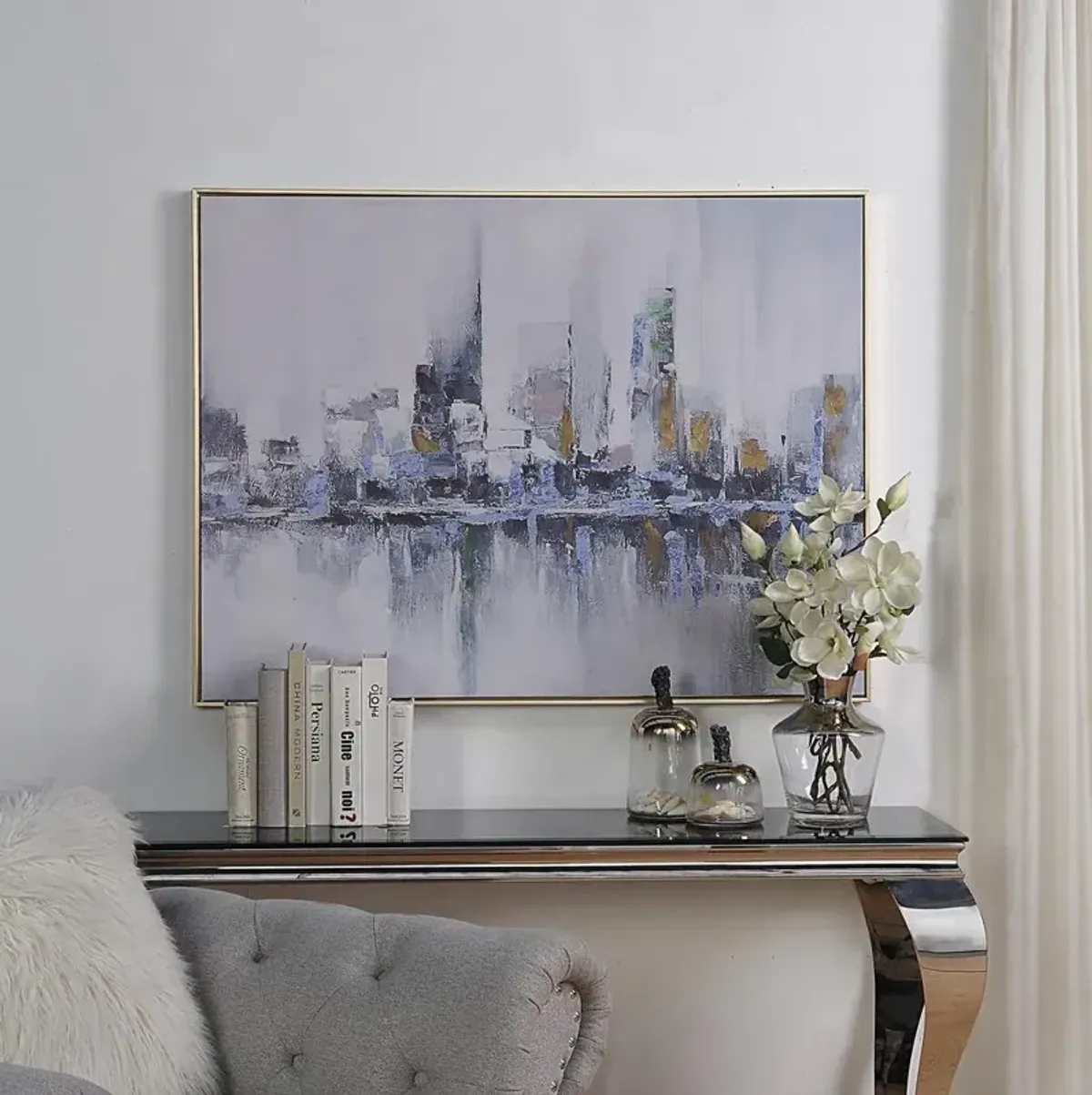Carolina Living Cityscape Abstract Wall Art - Gold Frame - Small