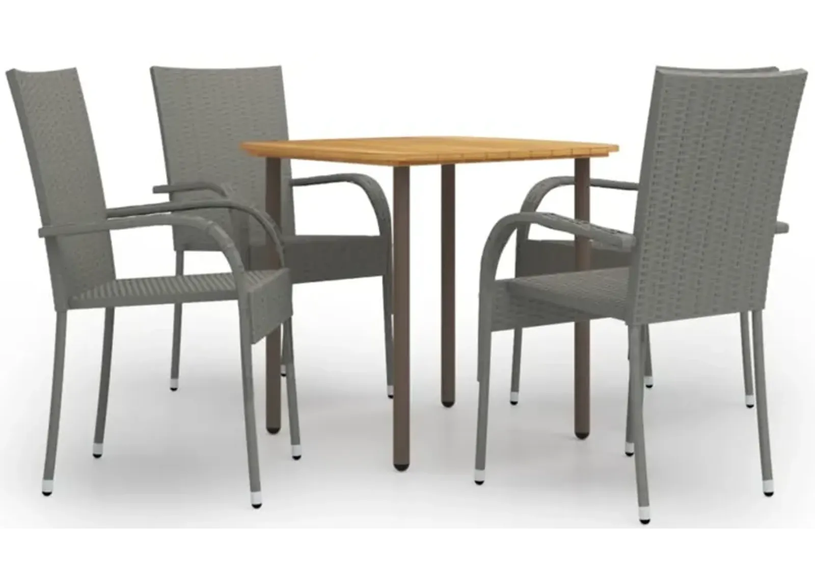 vidaXL 5 Piece Garden Dining Set Poly Rattan Gray