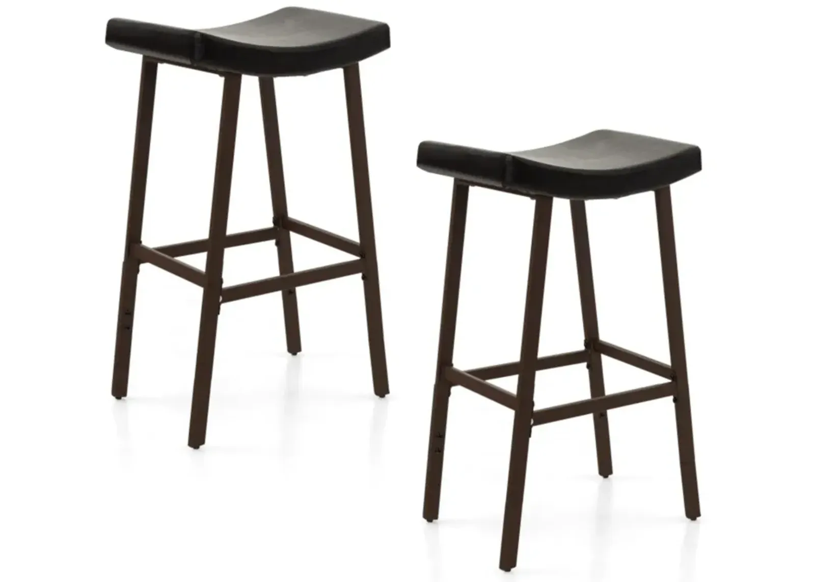 Hivvago Bar Stools Set of 2 with PU Leather Upholstered Saddle Seat and Footrest