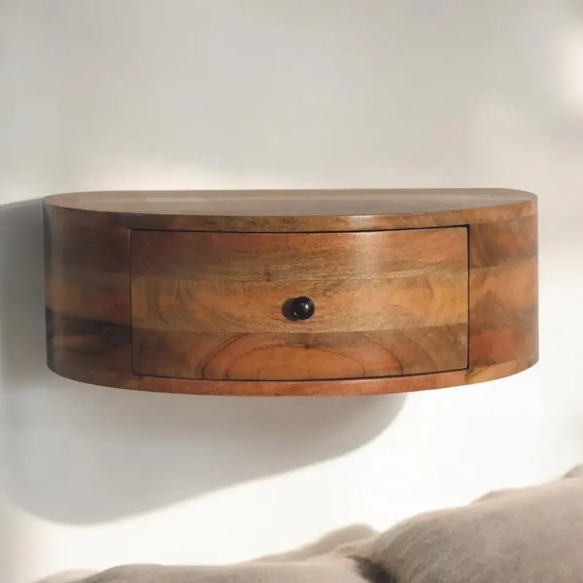 Artisan Furniture Solid Wood Large Wall Mounted Rounded Bedside