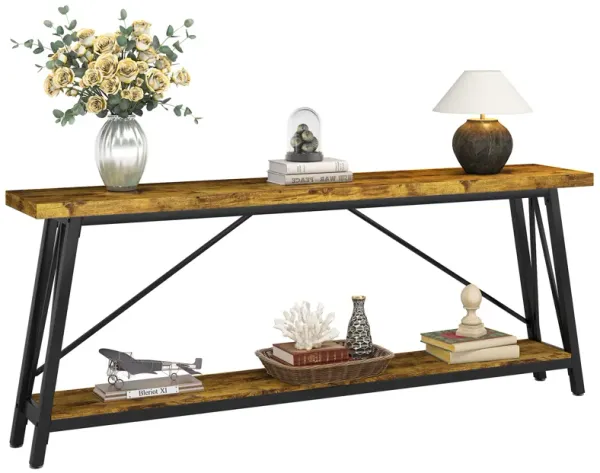 Extra Long Sofa Table 180 cm, Industrial Entry Console Table for Hallway, Entryway & Living Room, Dark Brown