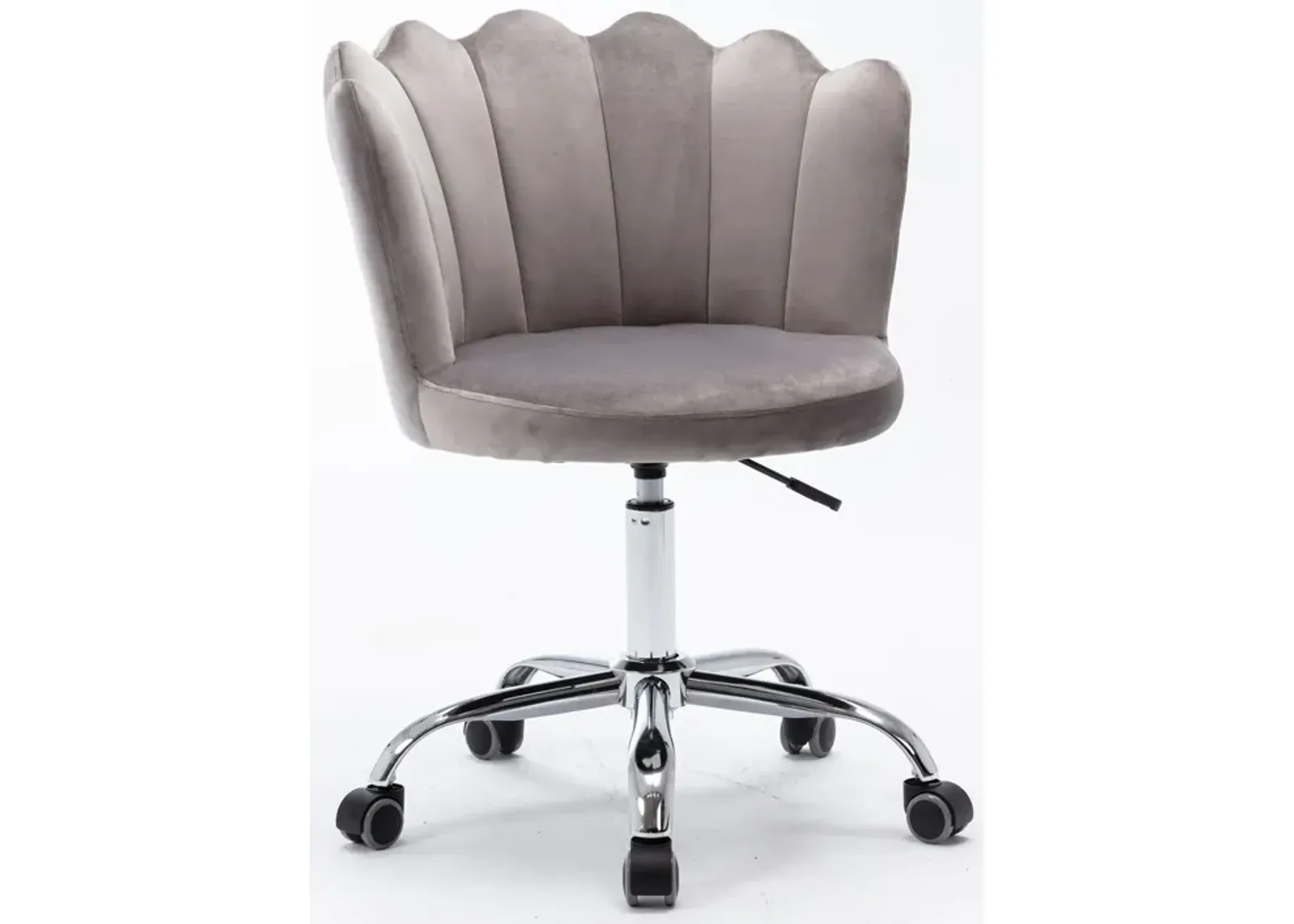 MONDAWE Modern Cute Shell Back Upholstered Velvet Desk Chair for Vanity, Adjustable Swivel Task Chair with Silver Base for Office