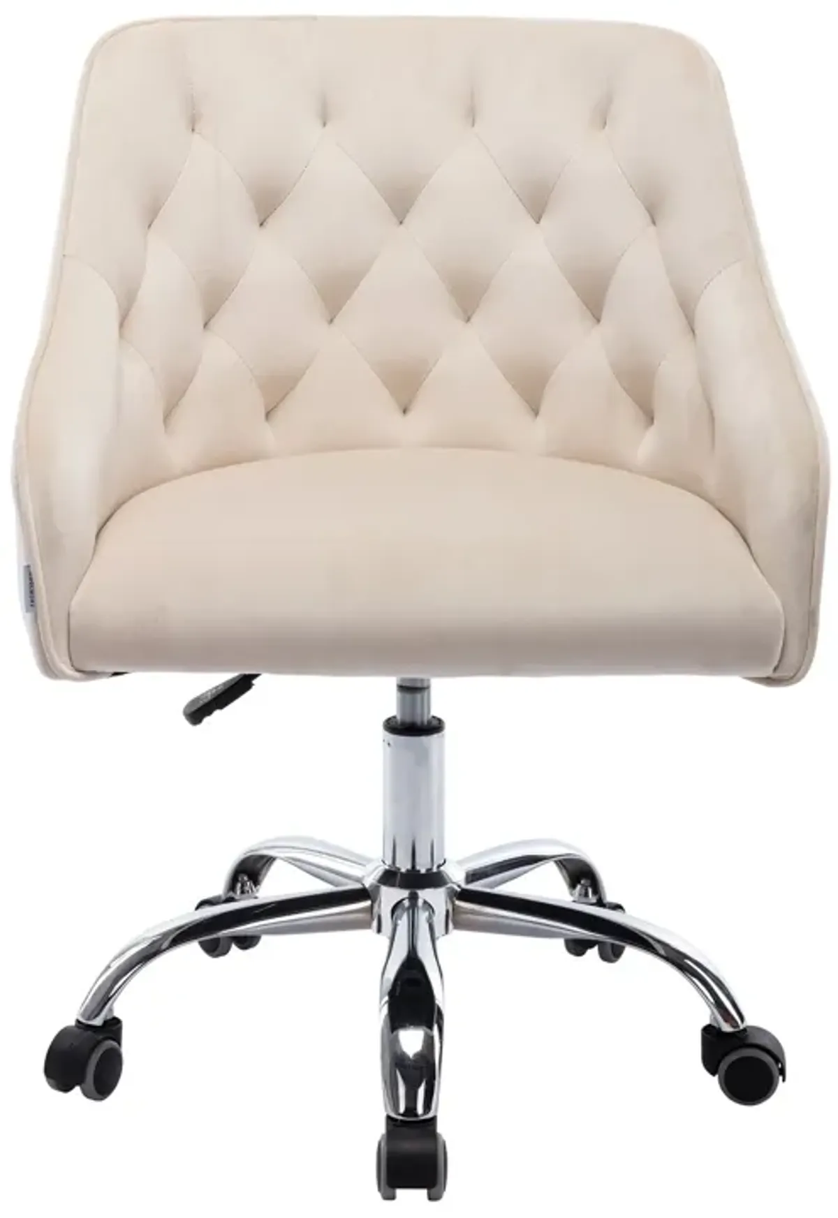 Office Chair with Padded Swivel Seat and Tufted Design, Beige - Benzara