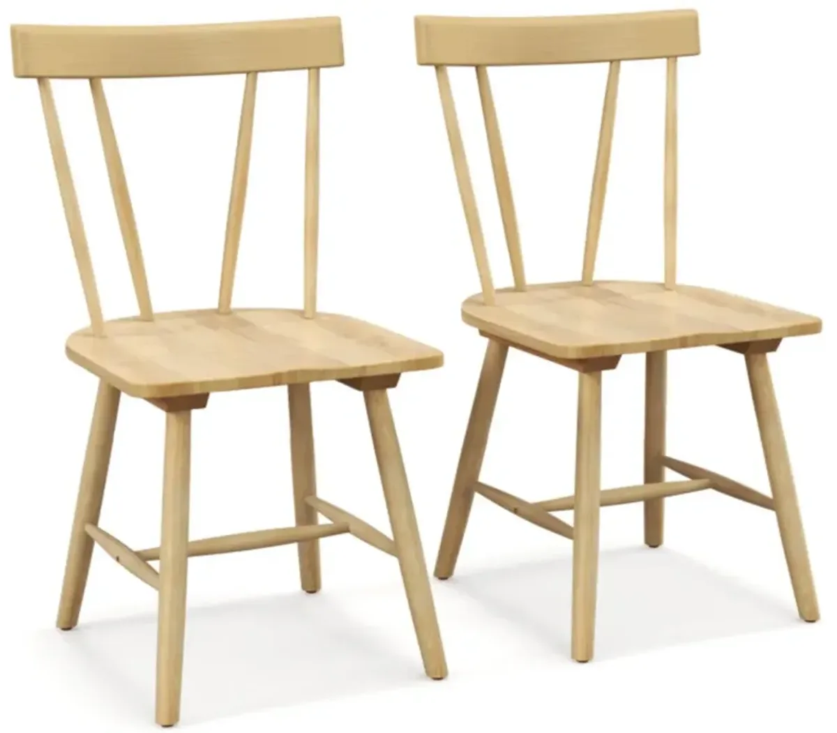 Hivvago Windsor Style Armless Chairs with Solid Rubber Wood Frame