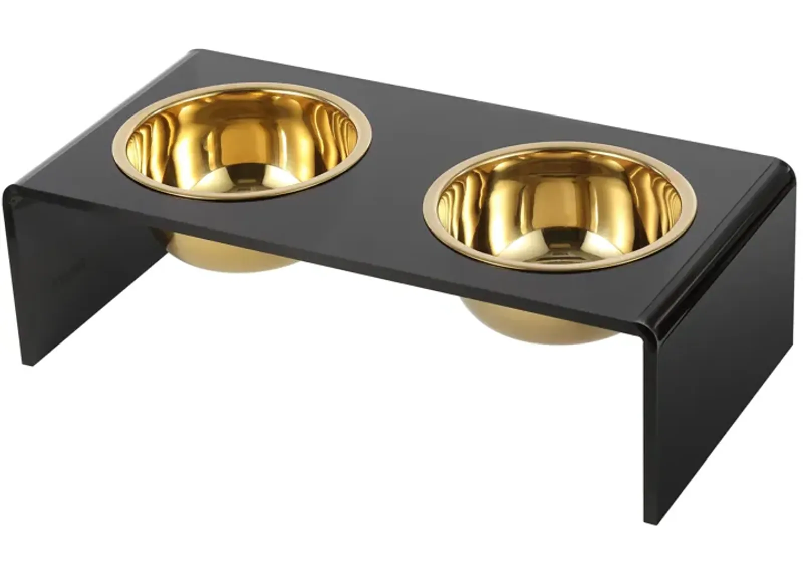 Keaton Medium/Large Modern Lucite Rectangular Elevated Pet Feeder with 2-Stainless Steel Bowls