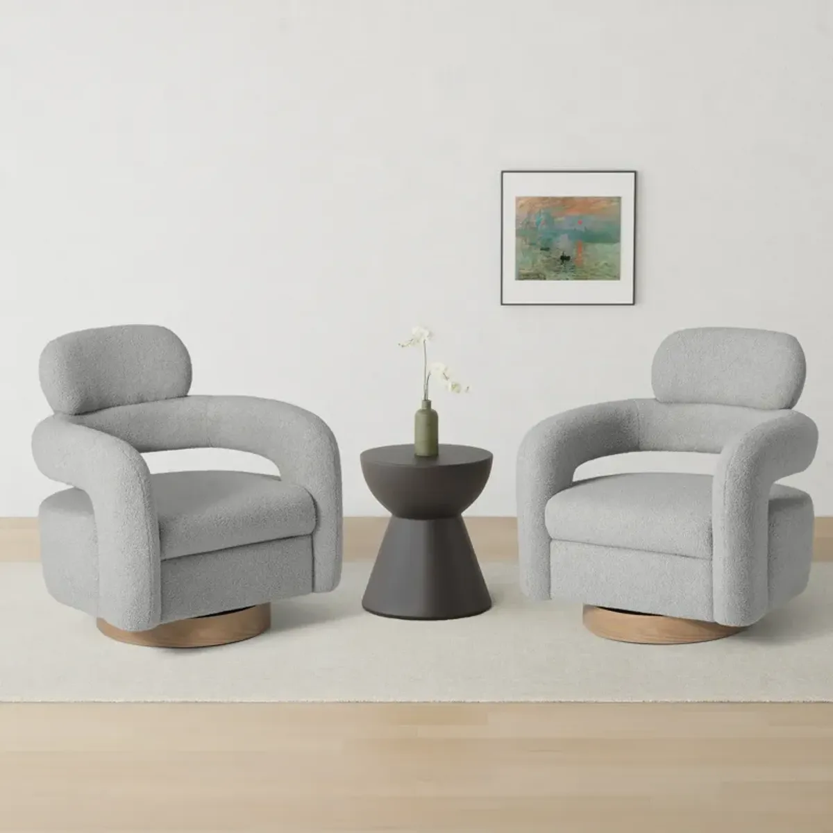 WestinTrends Mid-Century Modern Sherpa Swivel Barrel Accent Chair (Set of 2)