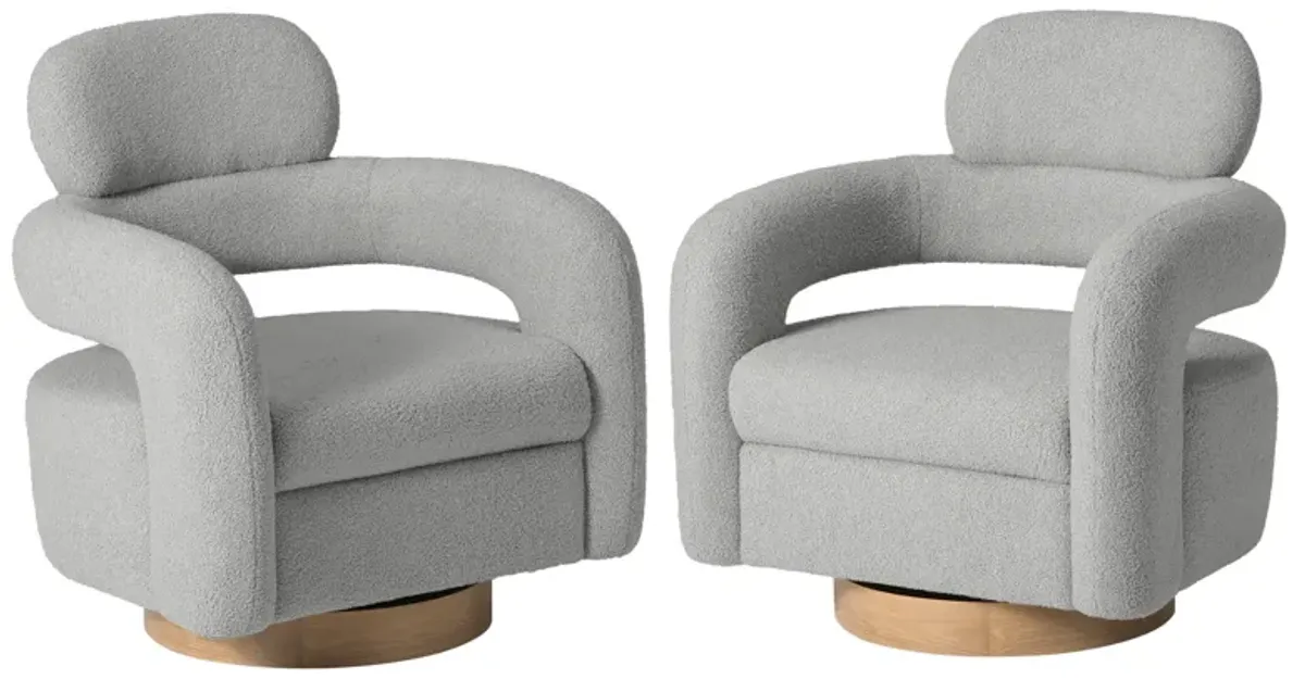 WestinTrends Mid-Century Modern Sherpa Swivel Barrel Accent Chair (Set of 2)