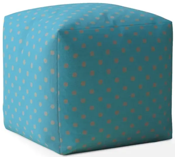 Hivvago 17" Blue And Grey Cotton Polka Dots Pouf Ottoman