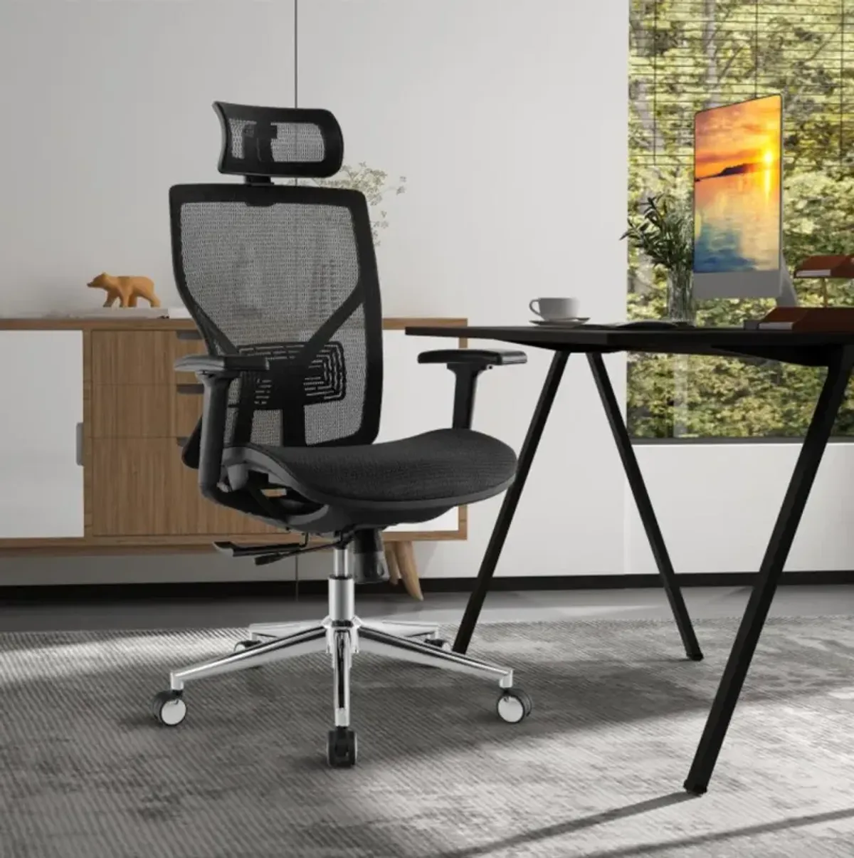 Hivvago High-Back Mesh Executive Chair with Sliding Seat and Adjustable Lumbar Support