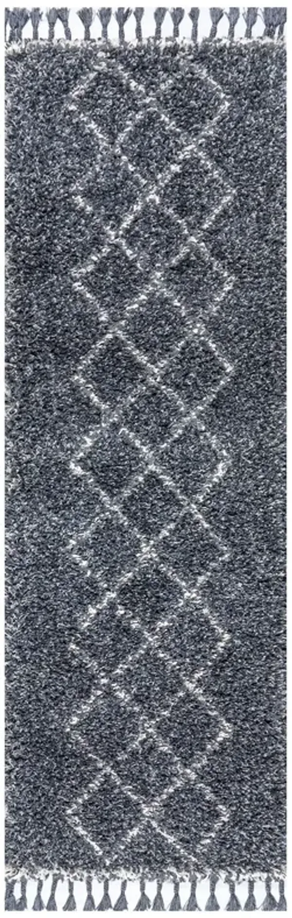 Beautiful Mercer Shag Plush Tassel Moroccan Tribal Geometric Trellis Area Rug