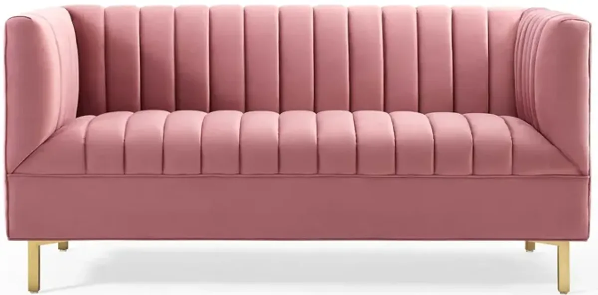 Shift Channel Tufted Performance Velvet Loveseat