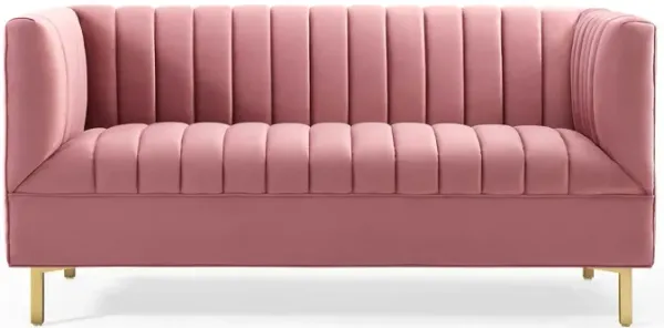 Shift Channel Tufted Performance Velvet Loveseat