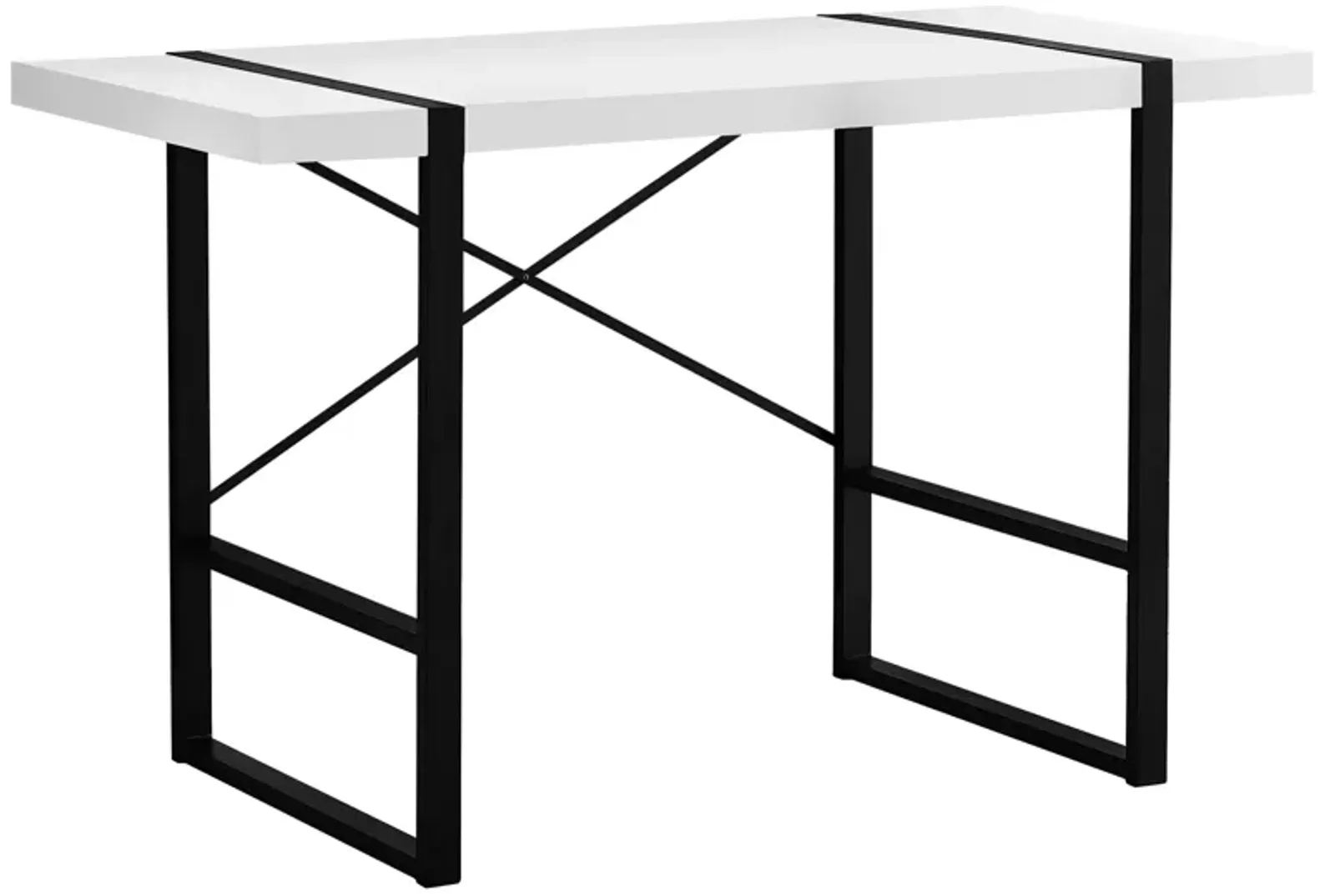 Monarch Specialties I 7313 Computer Desk, Home Office, Laptop, 48"L, Work, Metal, Laminate, White, Black, Contemporary, Modern