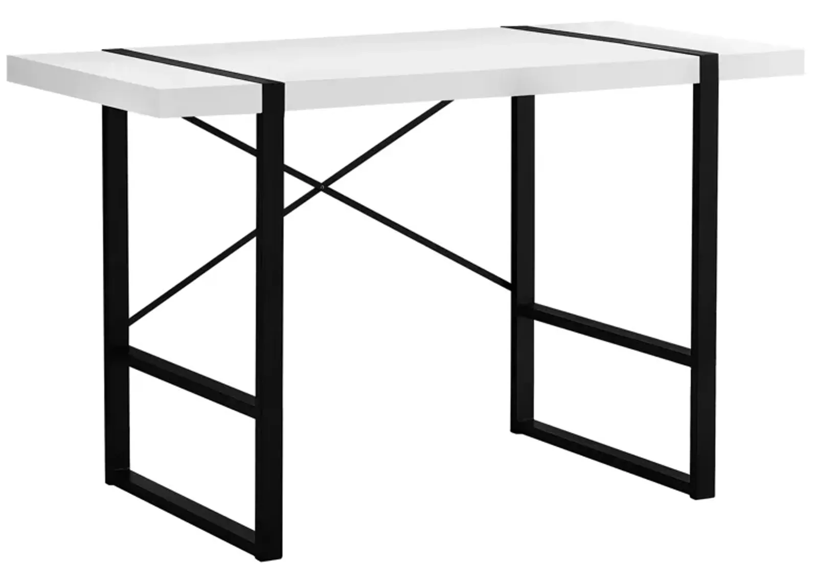 Monarch Specialties I 7313 Computer Desk, Home Office, Laptop, 48"L, Work, Metal, Laminate, White, Black, Contemporary, Modern