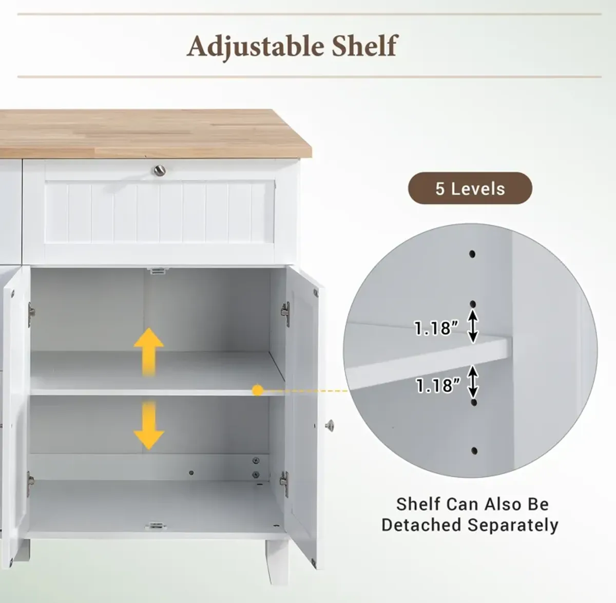 Farmhouse Kitchen Island Set with 2 Stools