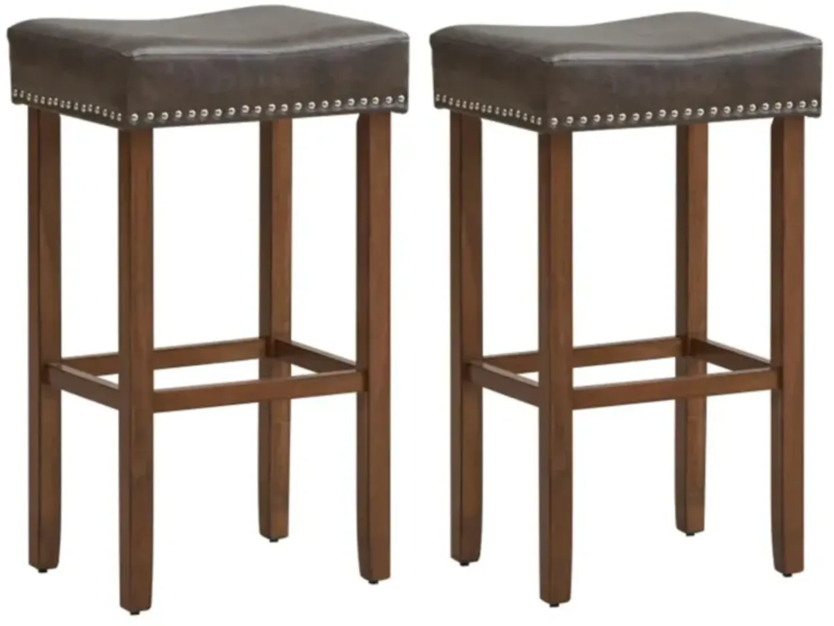 Hivvago Upholstered Bar Stools Set of 2 with Footrests for Counter