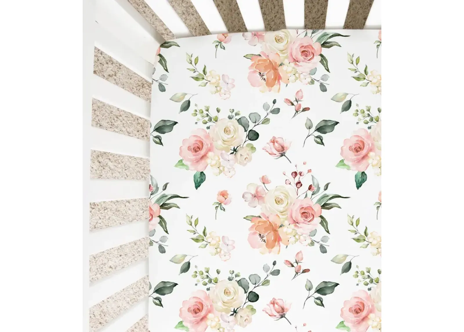 Super Soft Fitted Crib Sheet - Peach Floral