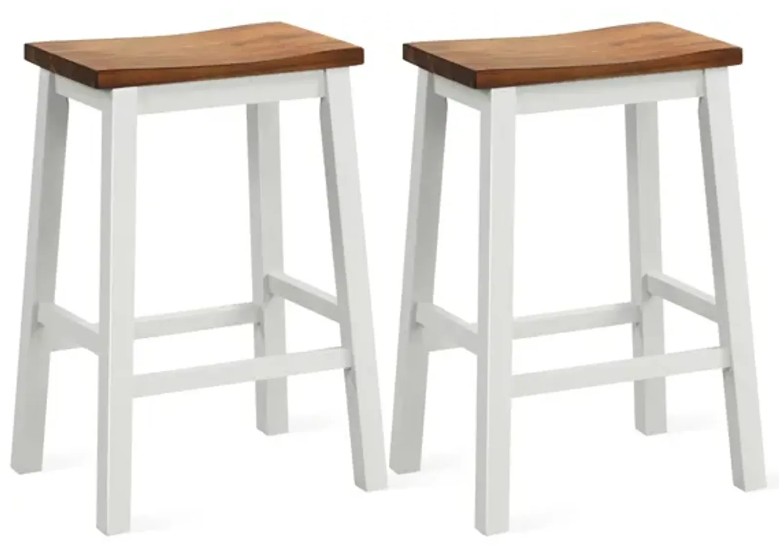 Set of 2 Saddle Bar Stools with Footrests 24.5-Inch Height for Kitchen Island