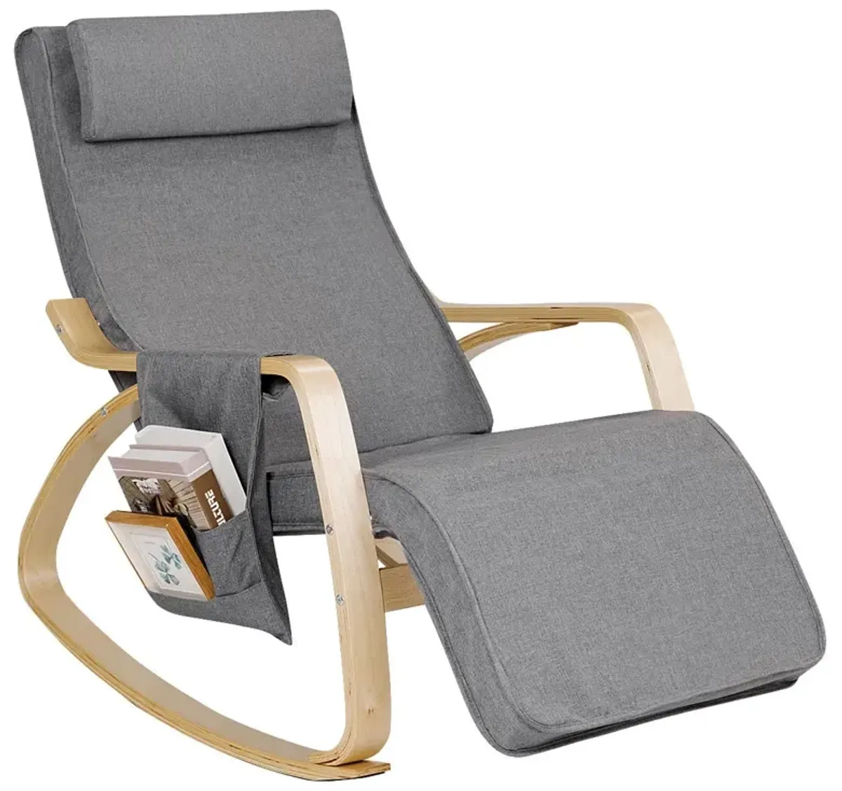 Comfortable Lounge Rocking Chair with Removable Cushion Cover and Side Pocket