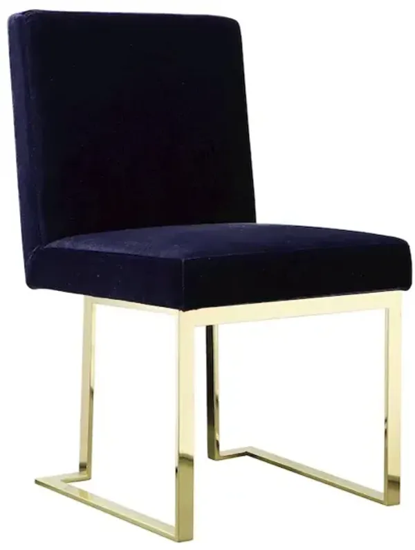Pangea Home Gold Dexter Side Chair Velvet Navy (Set Of 2)