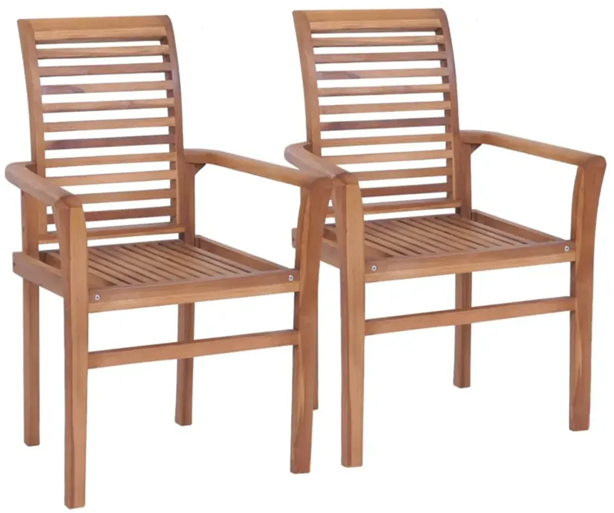 vidaXL Stacking Dining Chairs 2 pcs Solid Teak