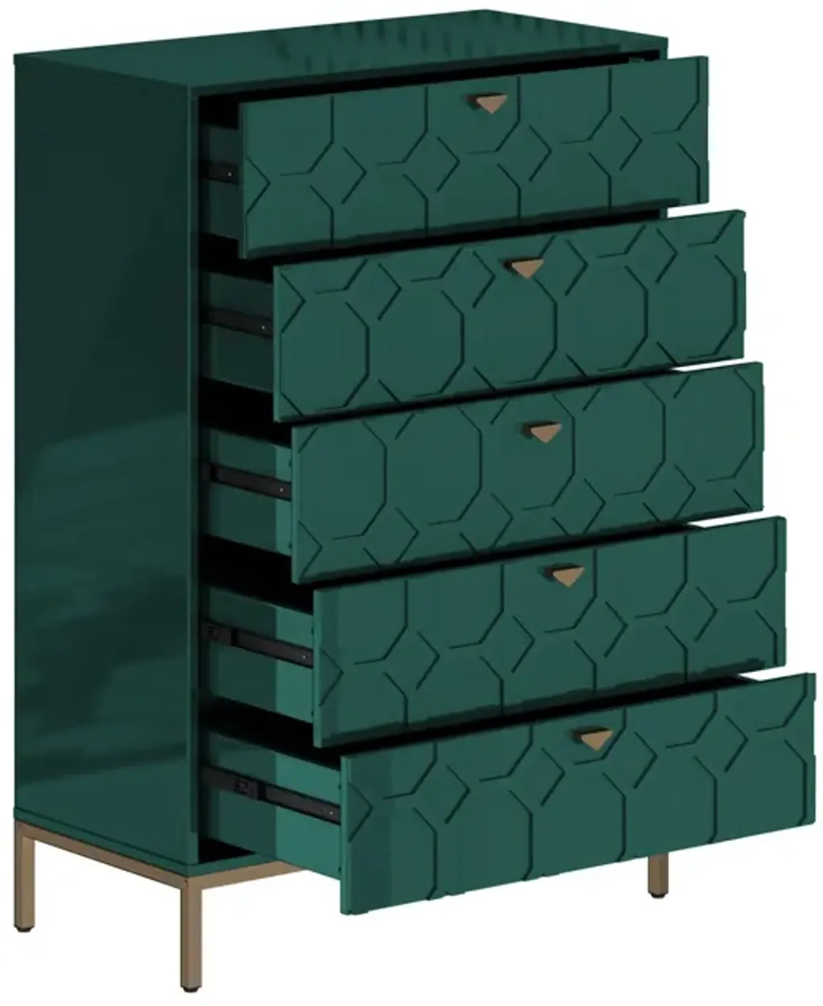 49.2 in. H Freestanding Storage Cabinet Green 5 Drawer Accent Cabinet