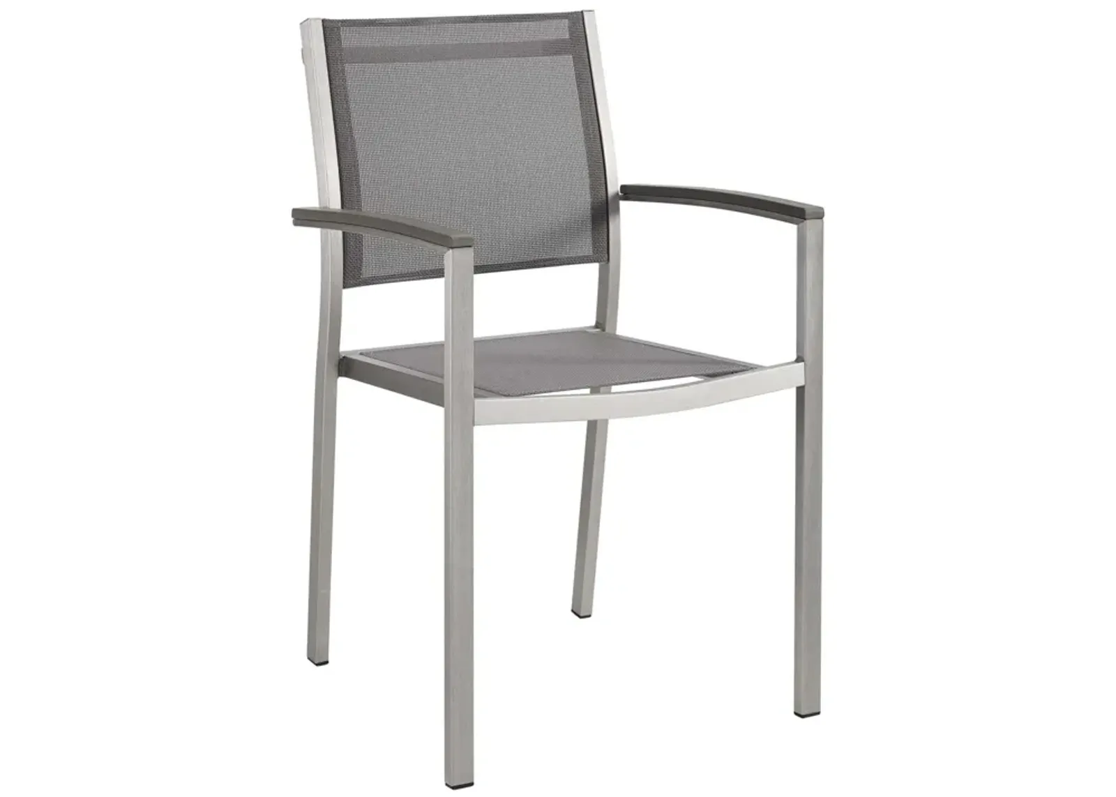 Modway Shore Aluminum Outdoor Patio Dining Arm Chair in Silver Gray