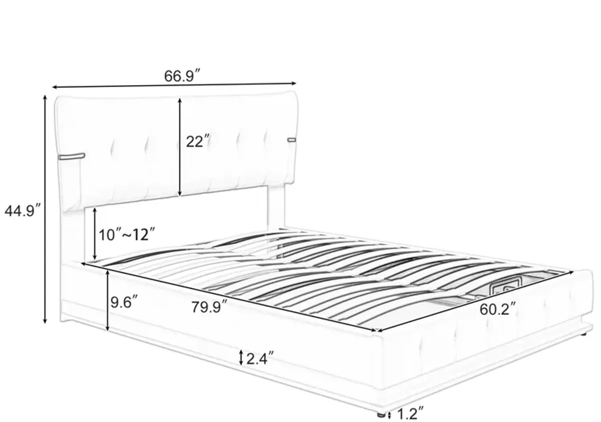 Merax Hydraulic Storage PU Platform Bed