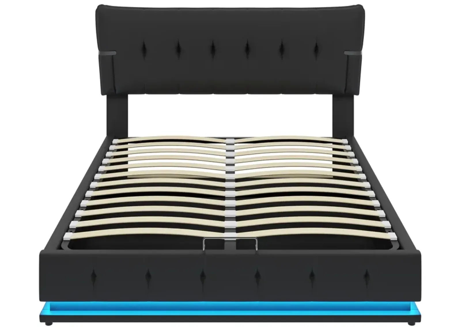 Merax Hydraulic Storage PU Platform Bed