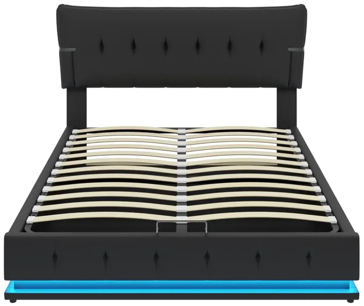 Merax Hydraulic Storage PU Platform Bed