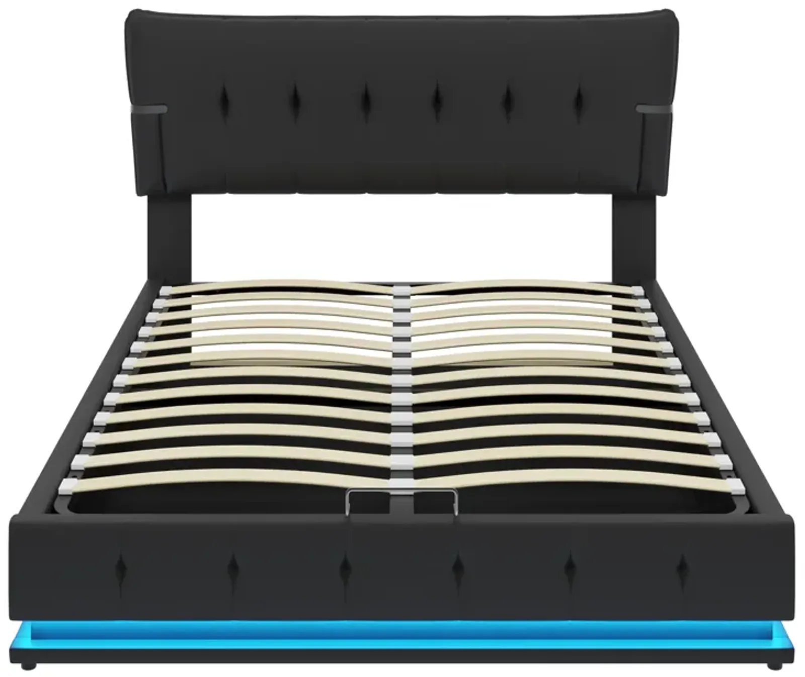 Merax Hydraulic Storage PU Platform Bed