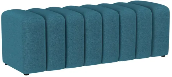 Sanna Accent Bench, Modern Channel Tufted Peacock Blue, 54 Inch - Benzara