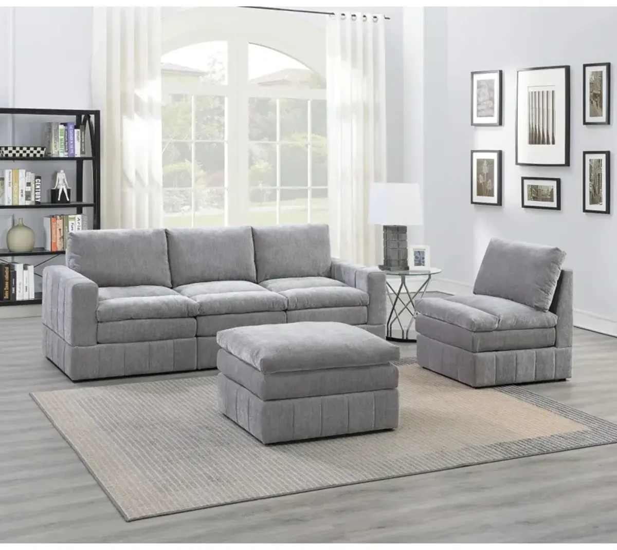 Granite modular sectional set, 5-pc contemporary