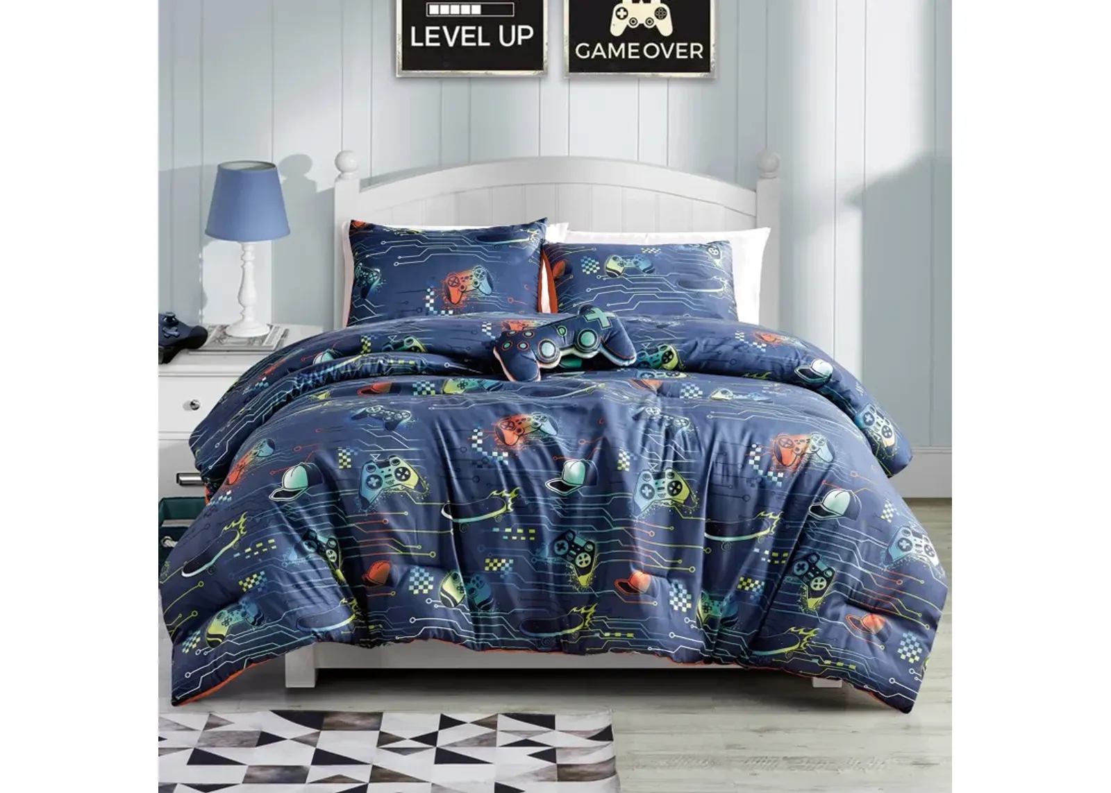 MarCielo Kids Girls Boys Comforter Set Game Boy.