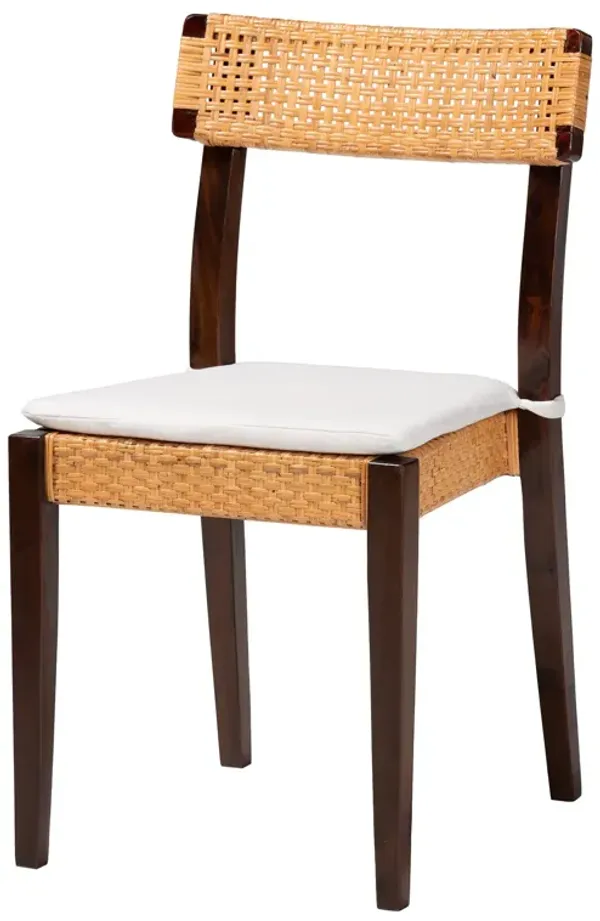 bali & pari Zaila Bohemian Light Honey Rattan and Dark Brown Wood Dining Chair