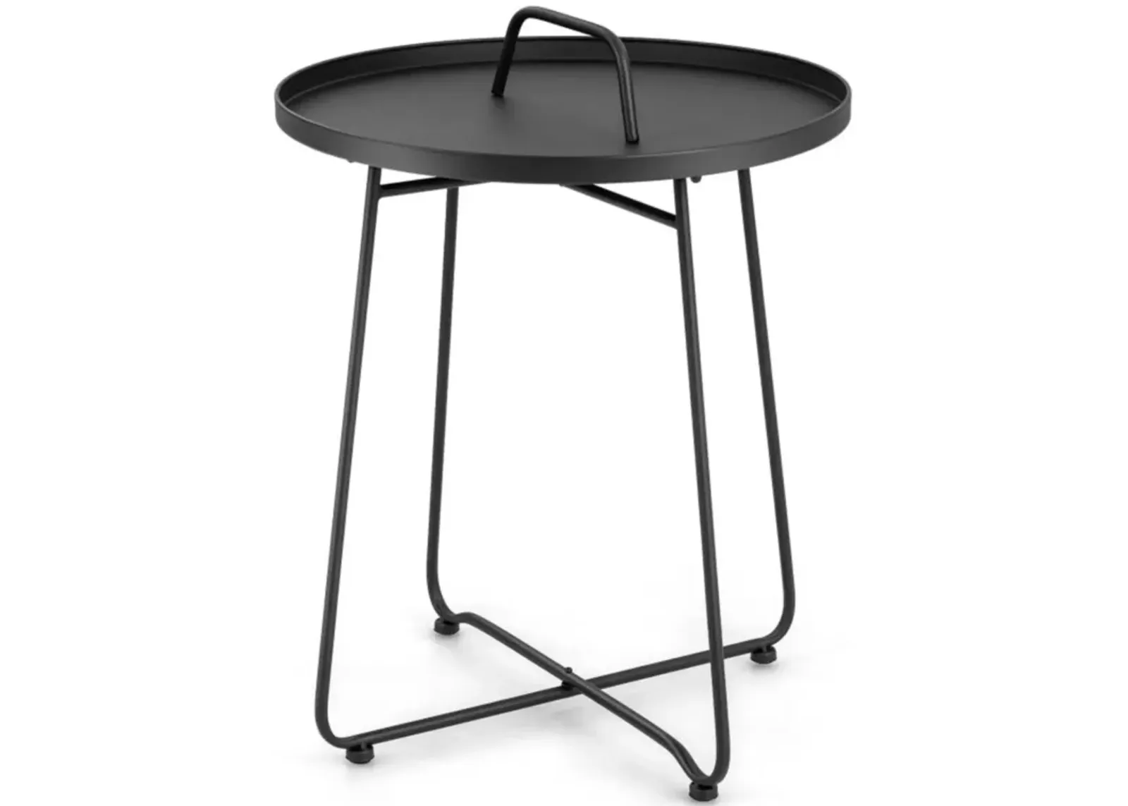 Hivvago Outdoor Metal Patio End Side Table Weather Resistant with Handle